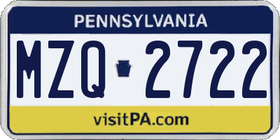 PA license plate MZQ2722