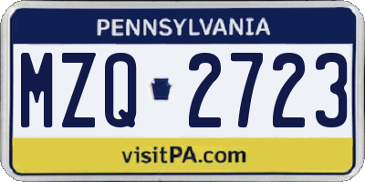 PA license plate MZQ2723