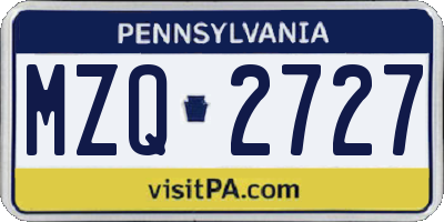 PA license plate MZQ2727