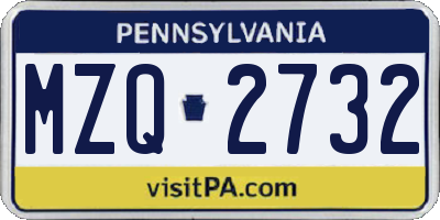 PA license plate MZQ2732