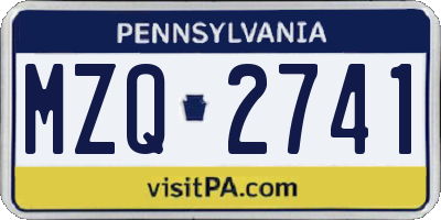 PA license plate MZQ2741