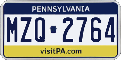 PA license plate MZQ2764