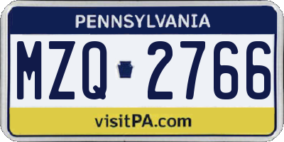PA license plate MZQ2766