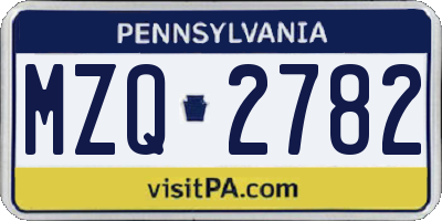 PA license plate MZQ2782