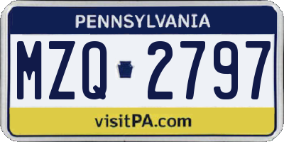PA license plate MZQ2797