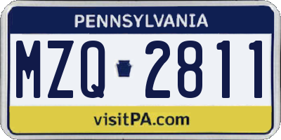 PA license plate MZQ2811