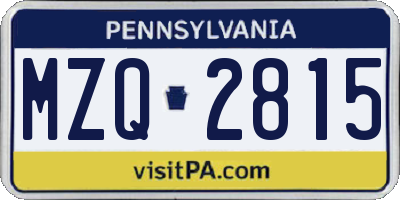PA license plate MZQ2815