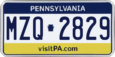 PA license plate MZQ2829