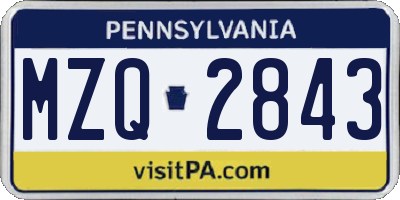 PA license plate MZQ2843