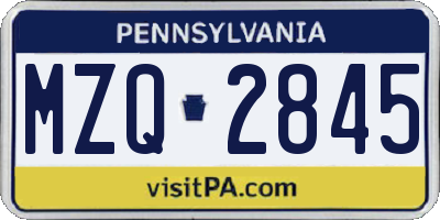 PA license plate MZQ2845