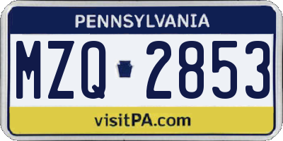 PA license plate MZQ2853