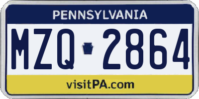 PA license plate MZQ2864