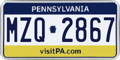 PA license plate MZQ2867