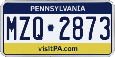 PA license plate MZQ2873