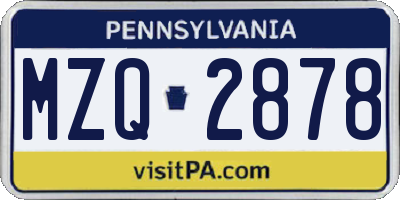 PA license plate MZQ2878