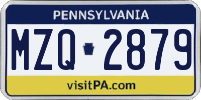 PA license plate MZQ2879