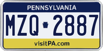 PA license plate MZQ2887