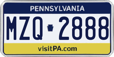 PA license plate MZQ2888