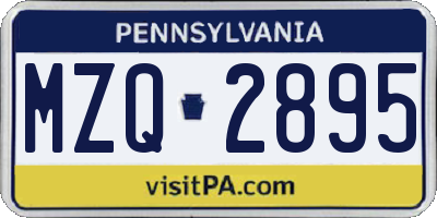 PA license plate MZQ2895