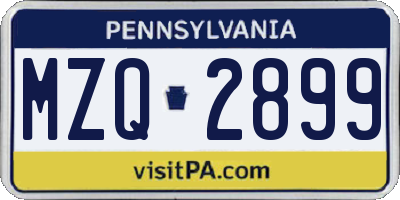 PA license plate MZQ2899