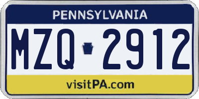 PA license plate MZQ2912