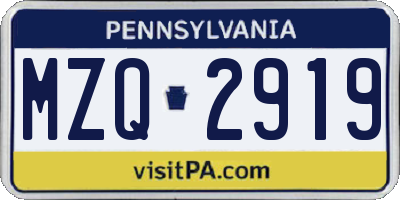PA license plate MZQ2919