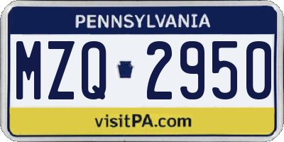 PA license plate MZQ2950