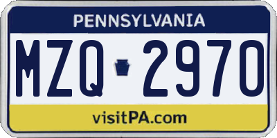 PA license plate MZQ2970
