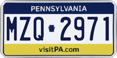 PA license plate MZQ2971