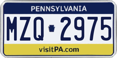 PA license plate MZQ2975