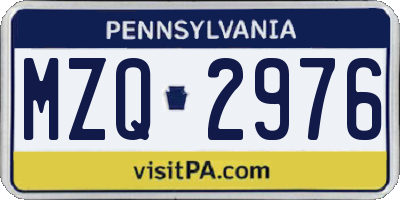 PA license plate MZQ2976