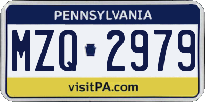 PA license plate MZQ2979