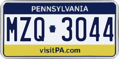 PA license plate MZQ3044