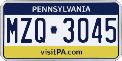 PA license plate MZQ3045