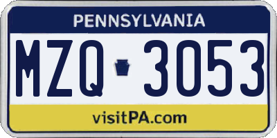 PA license plate MZQ3053