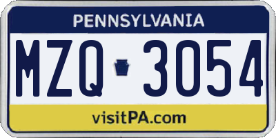 PA license plate MZQ3054