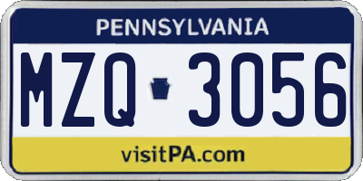 PA license plate MZQ3056