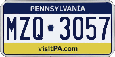PA license plate MZQ3057