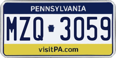 PA license plate MZQ3059