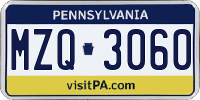 PA license plate MZQ3060