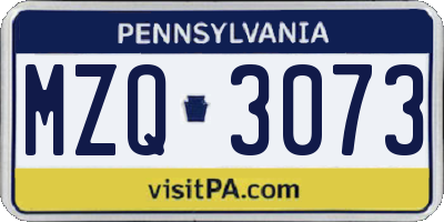 PA license plate MZQ3073