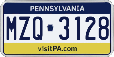 PA license plate MZQ3128