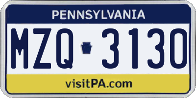 PA license plate MZQ3130