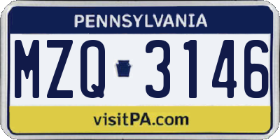 PA license plate MZQ3146