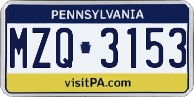 PA license plate MZQ3153