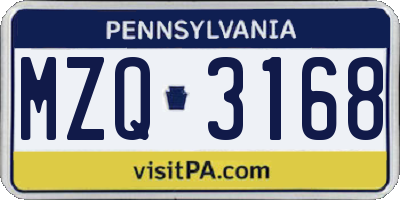PA license plate MZQ3168