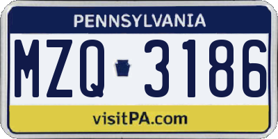 PA license plate MZQ3186