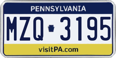 PA license plate MZQ3195