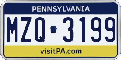 PA license plate MZQ3199