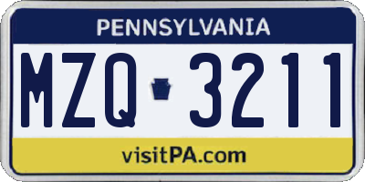PA license plate MZQ3211